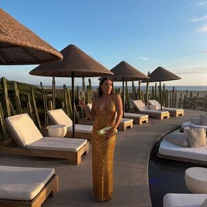 Monday Swimwear Gold Sequin Maxi Dress